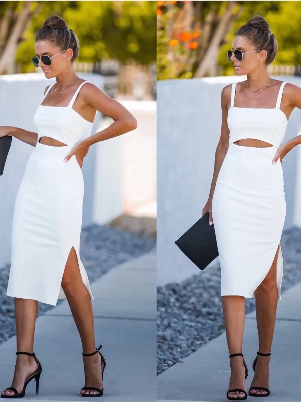 BLACK Vici Cutout Midi Dress with Side Slit